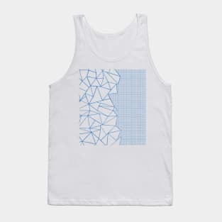 Abstract Outline Grid French Blue Tank Top